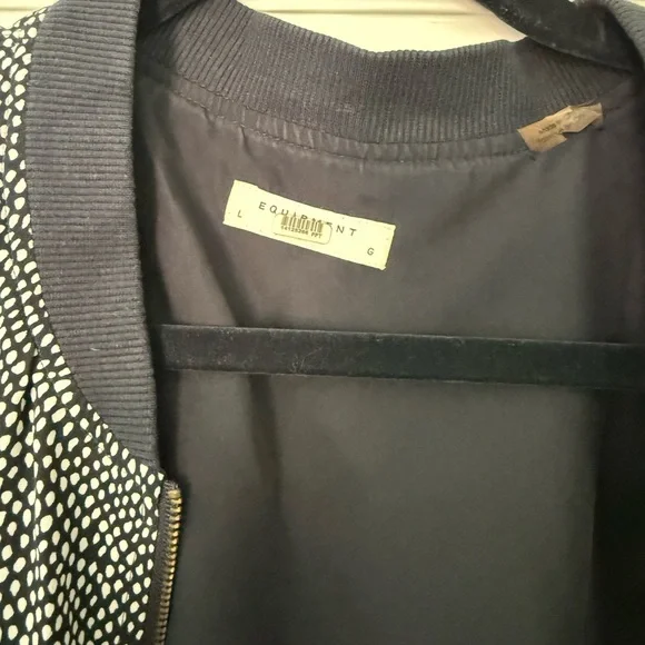 Equipment Navy and White Bomber Jacket with Ribbed Trim - Picture 4 of 5